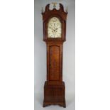 A George III oak eight day longcase clock, the painted arched dial later signed 'Jn Summerhayes,