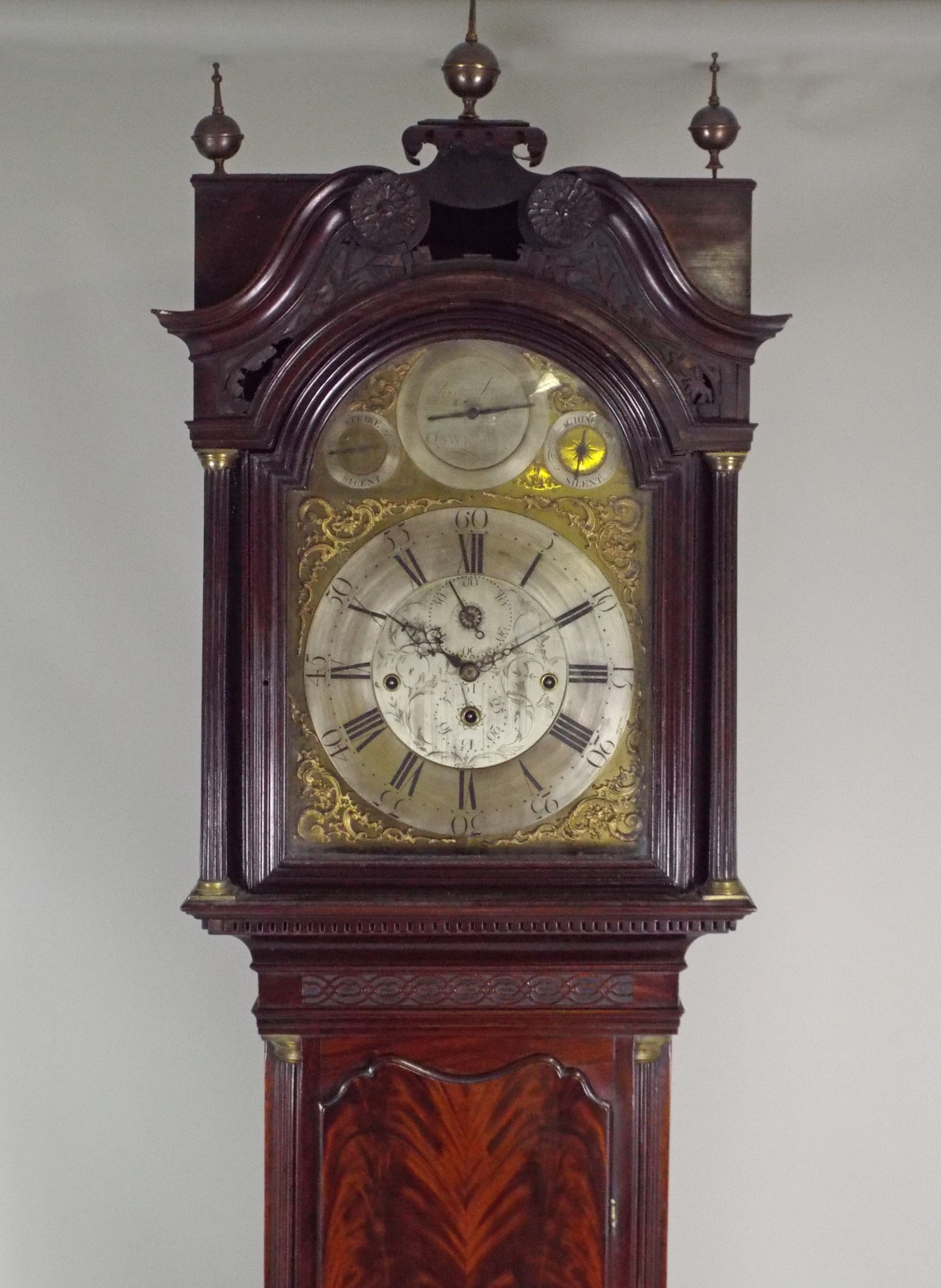 A George III mahogany musical longcase clock, the 14 inch arched brass dial signed 'Jos Slater, - Image 2 of 4