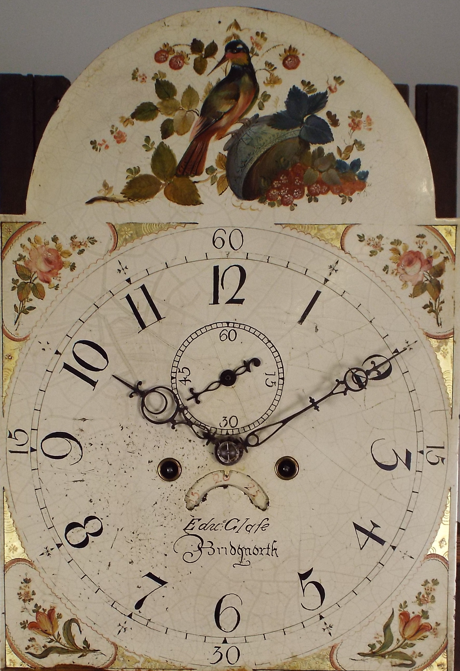 A late George III oak eight day longcase clock, the 12½ painted arched dial later signed 'Edw Glase, - Image 2 of 2