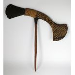 A large Papua New Guinea Mount Hagen axe with grey stone blade (some chips to blade) - 67cm high