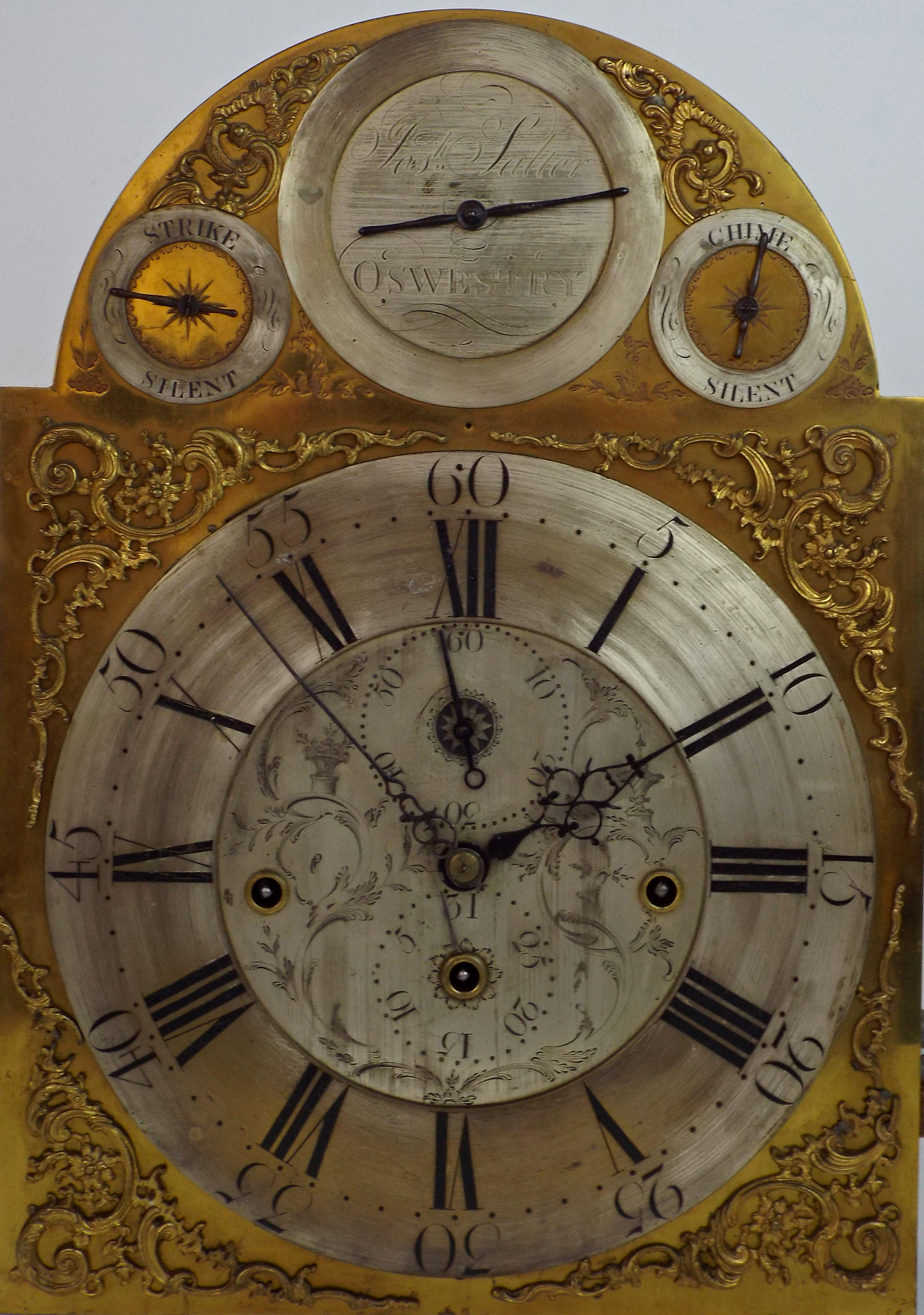 A George III mahogany musical longcase clock, the 14 inch arched brass dial signed 'Jos Slater, - Image 3 of 4