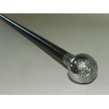 A Swaine & Brigg leather lined and chromium plated military baton,