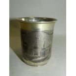 A Russian white metal and niello work beaker.