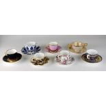 Six assorted Coalport cups and saucers, circa 1870 onwards,