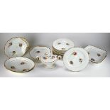 A Spode dolphin embossed dessert service, circa 1815-20, painted with small bouquets of flowers,