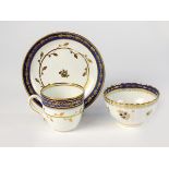 A Caughley polychrome coffee cup and saucer, circa 1790,