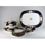 A Coalport rococo revival dinner service, mid-19th century,