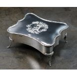 An Edwardian silver mounted dressing table box, makers mark rubbed, Chester 1903,