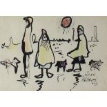 James Lawrence Isherwood FRSA (1917-1989)
Wigan Shawls
ink and crayon
signed and dated '73
7 by 25