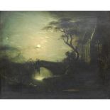 Circle of Sebastian Pether (1790-1844)
Moonlit lake scene
oil on canvas
48 by 59 cm