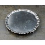 A silver salver, Barker Brothers Silver Ltd, Birmingham 1932, of circular form with pie crust rim,