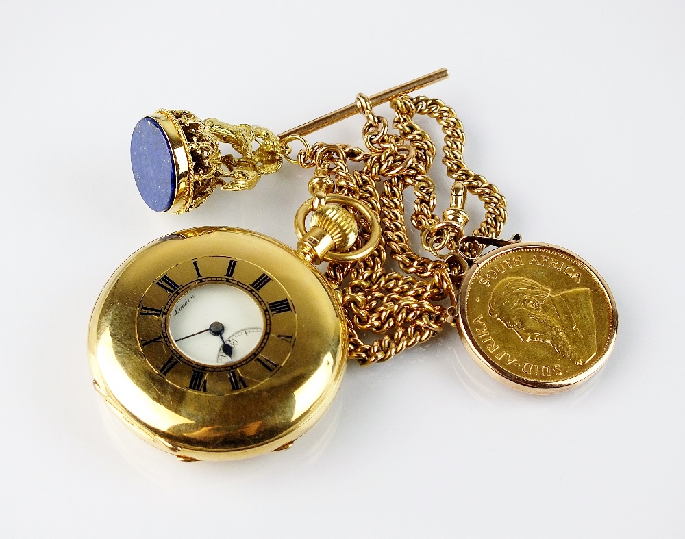 A Gentleman's 18ct gold half hunter pocket watch, J.W.