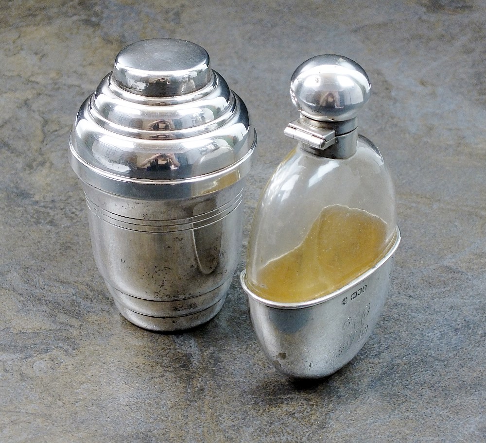 A silver mounted hip flask, William Hutton & Sons Ltd, London 1902,