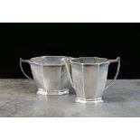 An Art Deco silver sugar bowl and cream jug, Adie Brothers Ltd, Birmingham 1937,