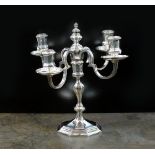 A silver four branch candelabrum, Roberts & Dore, Birmingham 1982,