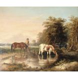 William Shayer Snr (1787-1879)
Gentleman with his horse drinking from a pond
signed lower right and