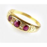 An 18ct gold Edwardian ruby and diamond ring,