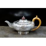 A silver teapot, J Wrangham & William Moulson, London 1837,