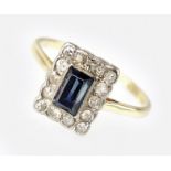 An Art Deco sapphire and diamond cluster ring,