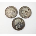 A collection of eighteen Victoria crowns, dated; 1844, 1845, 1847, 1877,