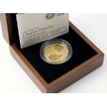 The Royal Mint Charles Darwin £2 gold proof coin, limited edition No.