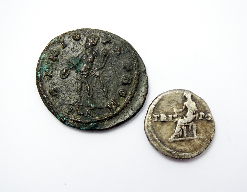 Vespasian Denarius, 69-79 AD, together with Constantine I The Great Bronze Follis, - Image 2 of 2