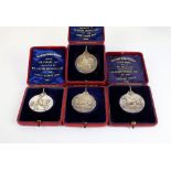 Eleven Hackney Horse Society cased medals, comprising; a silver example,