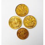 Three assorted sovereigns, comprising; Victoria Old Head, dated 1893, Edward VII,