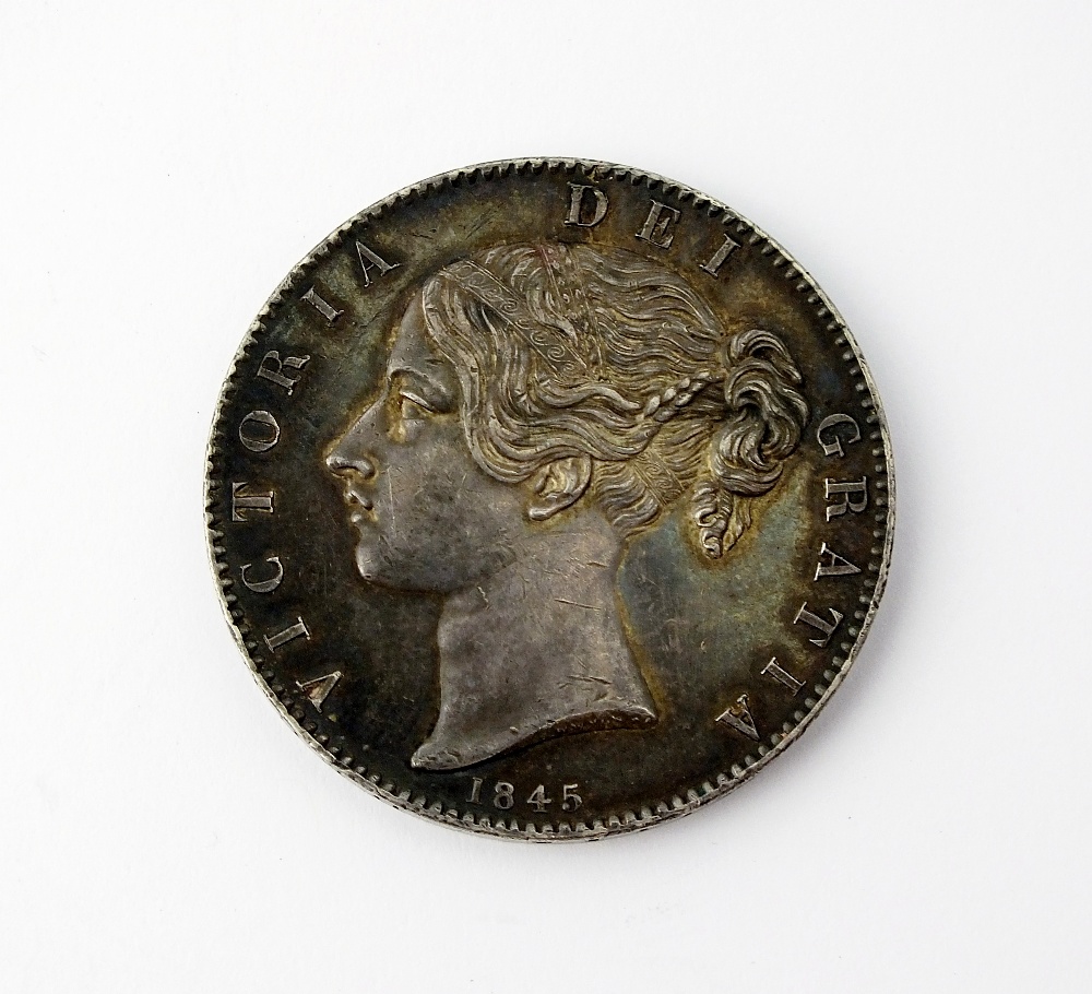 A Victoria crown, dated 1845, young head, ref S.