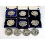 Ten National Pig breeders association silver and white metal award medals, eight hallmarked silver,