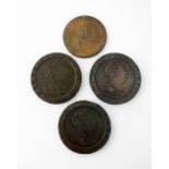 Three George III Cartwheel twopence, dated 1797, together with a Cartwheel penny,