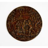 A bronze circular plaque, possibly 17th century,