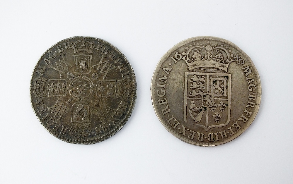 Two William and Mary half crowns, one dated 1689, first busts, Primo edge, first shield, ref S. - Image 2 of 2