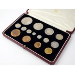 A George VI Coronation 1937 specimen coin set, comprising fifteen coins, crown to farthing,