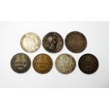 Six assorted foreign coins, comprising; a French Louis XV demi-ecu, dated 1774, Lille mint,