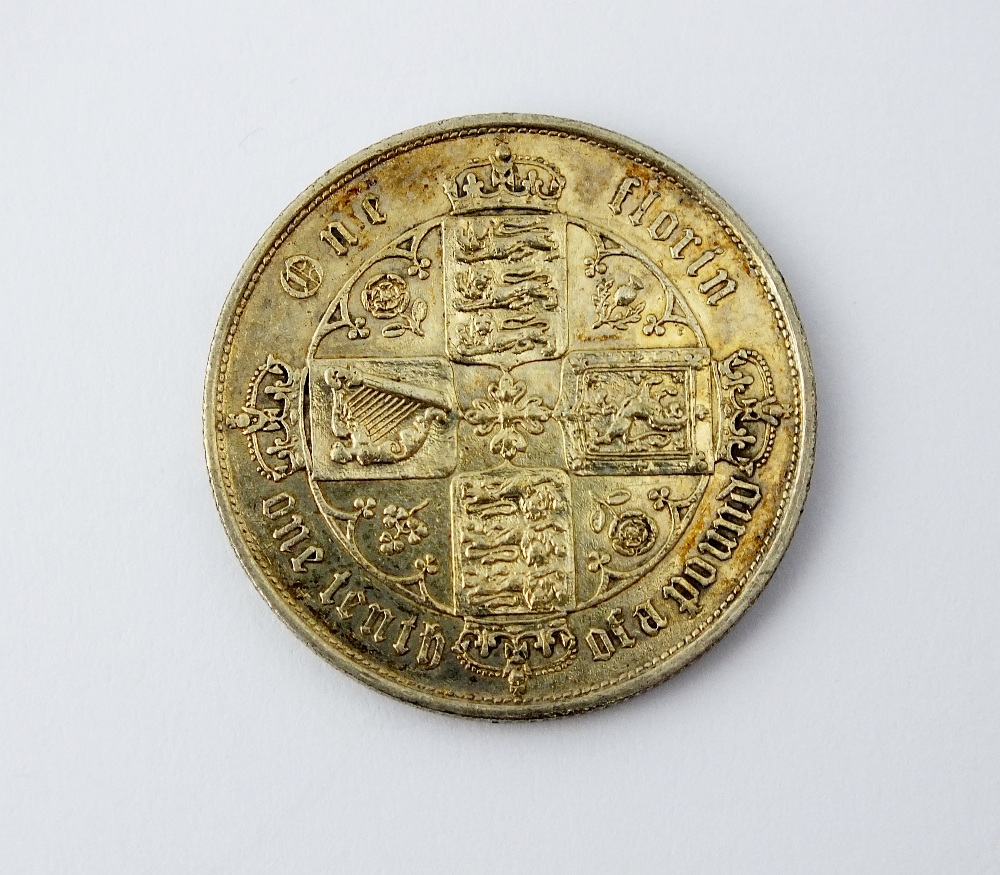 A Victoria Gothic florin, dated 1859, young head, ref S. - Image 2 of 2