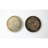 Two George III half crowns, dated 1816 and 1817, bull or large head, ref S.