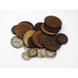 A collection of Edward VII silver and bronze coinage, to include; two shillings dated 1902 and 1910,