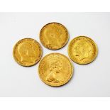 An Elizabeth II sovereign, dated 1979, together with three half sovereigns, dated 1903,
