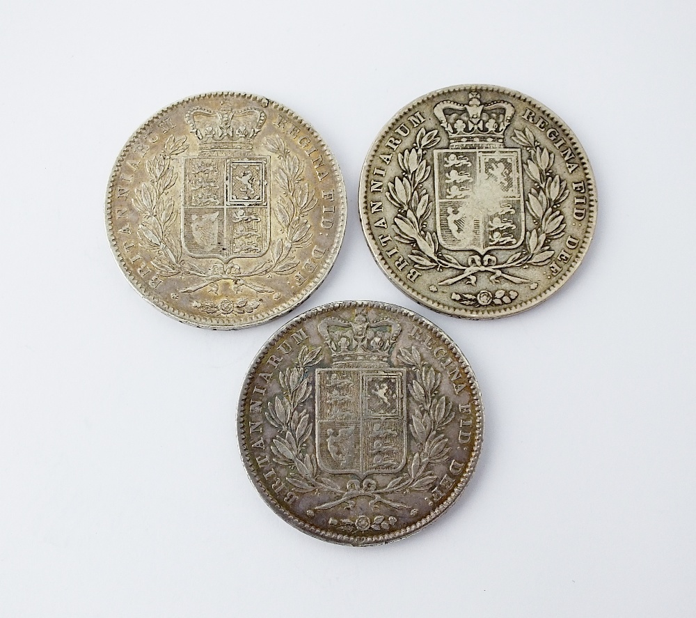 Three Victoria crowns, dated 1845, young head, ref S. - Image 2 of 2