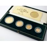 A Royal Mint UK 1980 gold proof coin set, comprising; £5 coin, £2 coin,