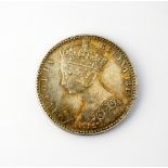 A Victoria Godless florin, dated 1849, young head, ref S.