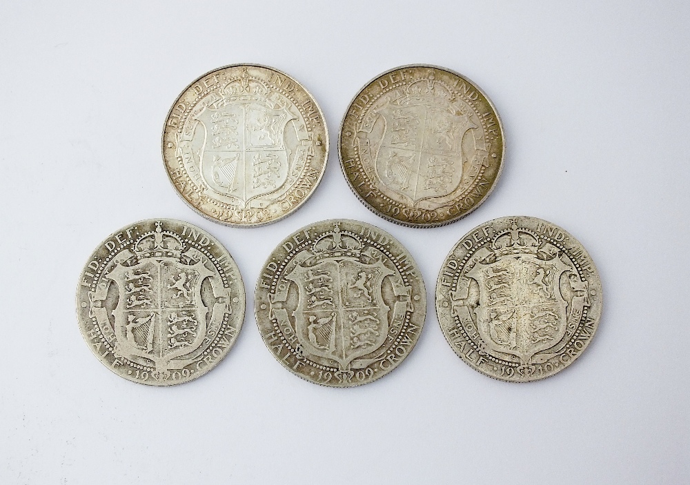 Five Edward VII half crowns, dated 1902 x 2, - Image 2 of 2