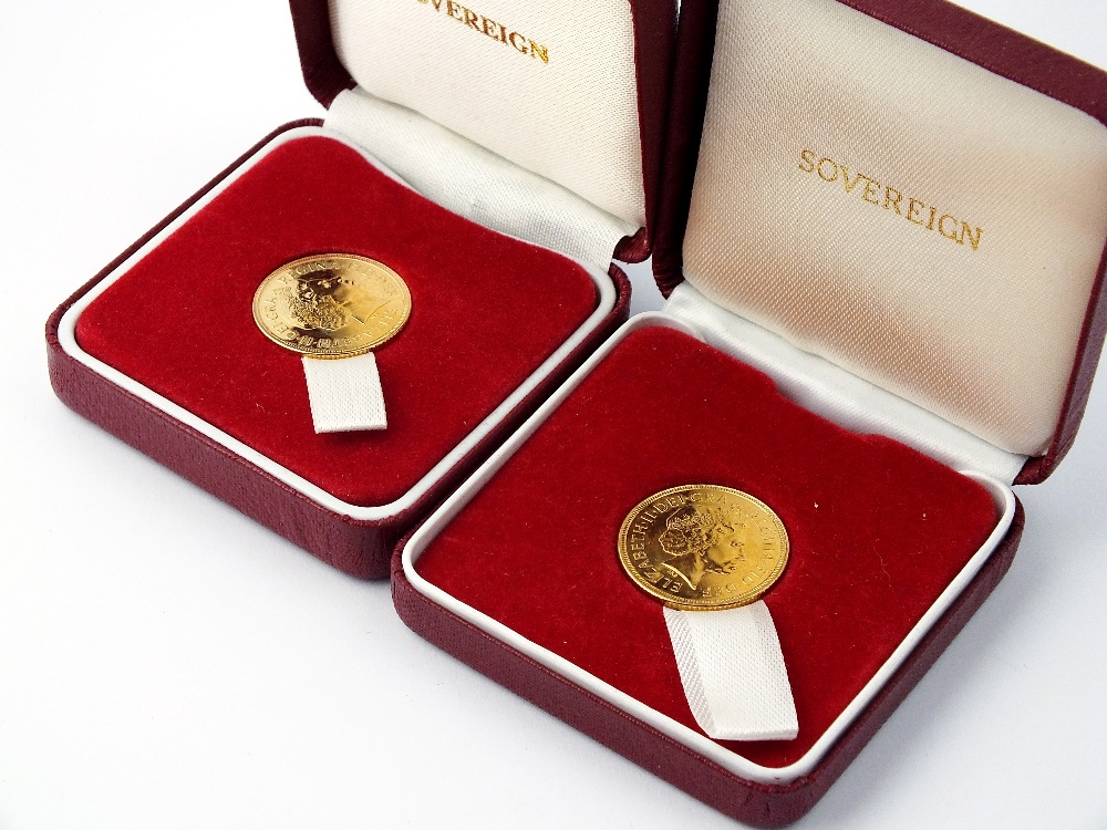 Two Elizabeth II sovereigns, dated 2002,