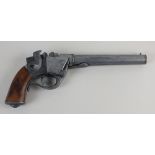 A replica model of a Sharps 1852 Civil War-era single-shot percussion pistol,