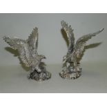 A pair of silver figures of eagles, Birmingham late 20th century,