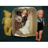 A group of dolls and teddy bears, mid 20th century,