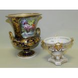 A Derby twin handled campagna vase, circa 1820 / 1840,