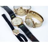 Four assorted wristwatches, comprising; two gentlemans 9ct gold Trebex watches,