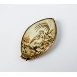 A late 18th century ivory mourning pendant, designed as two navette shaped ivory plaques,